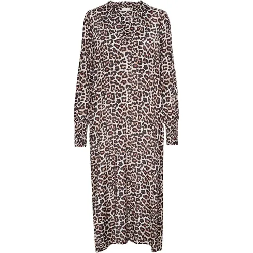 Abstraktes Leo-Print Kleid , Damen, Größe: 2XL - Kaffe - Modalova