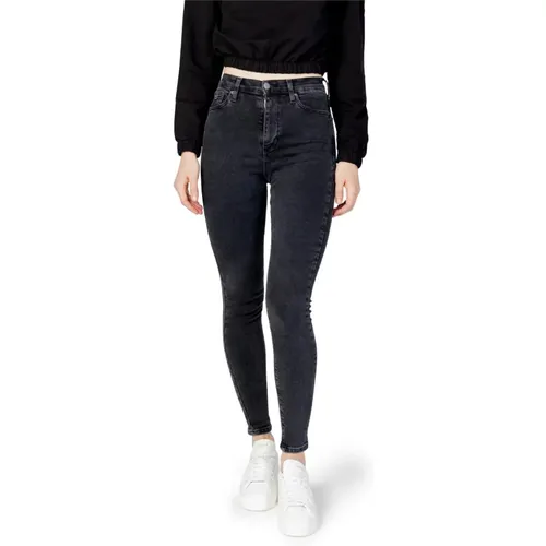 Schwarze Jeans mit Reißverschluss und Knopf , Damen, Größe: W30 L32 - Tommy Hilfiger - Modalova