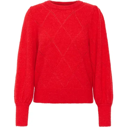 Roter Strickpullover Nanettsz Stil , Damen, Größe: L - Saint Tropez - Modalova