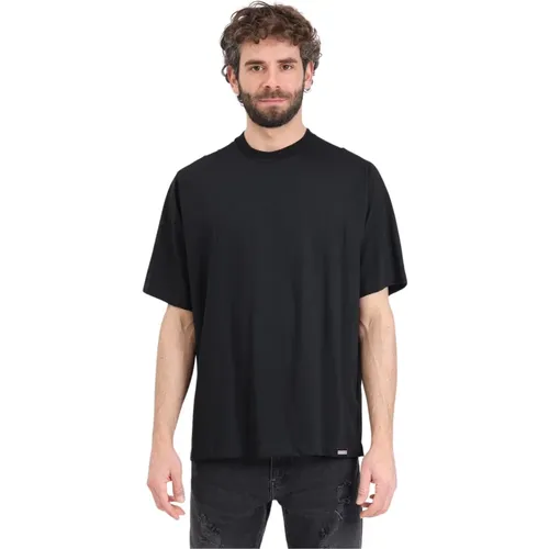 Schwarzes Logo Patch T-shirt Regular Fit , Herren, Größe: M - Dsquared2 - Modalova