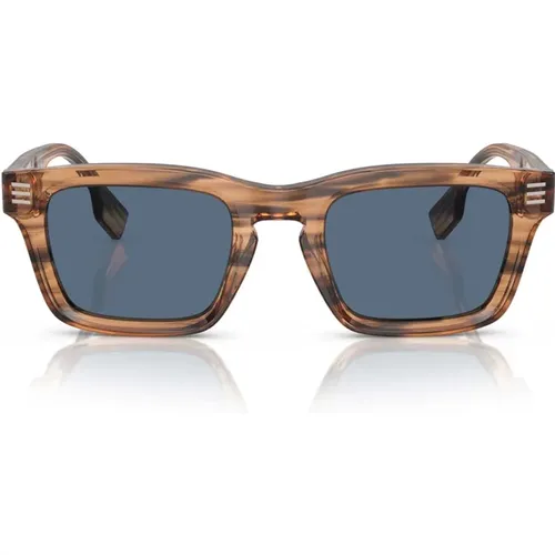 Bold Rectangular Sunglasses with Dark Blue Lenses , female, Sizes: 51 MM - Burberry - Modalova