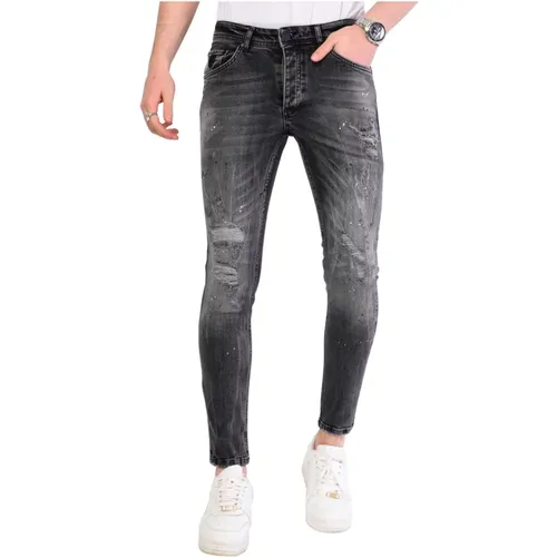 Jeans with Splatter Paint Men Slim Fit - 1069 , male, Sizes: W36, W34, W38, W33, W31, W32 - Local Fanatic - Modalova