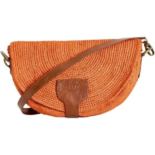 Handgefertigte Raphia-Tasche mit Lederriemen , Damen, Größe: ONE Size - Ibeliv - Modalova