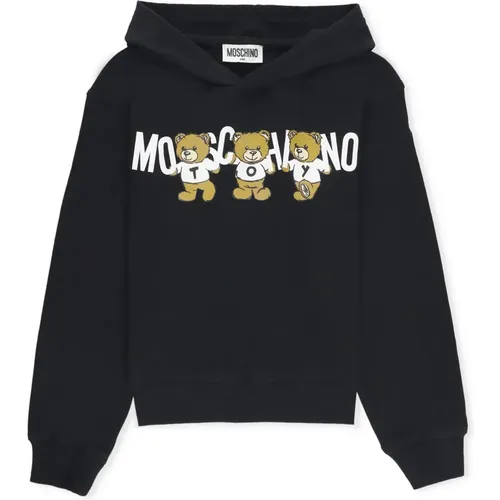 Schwarzer Teddybär-Logo Hoodie Pullover - Moschino - Modalova