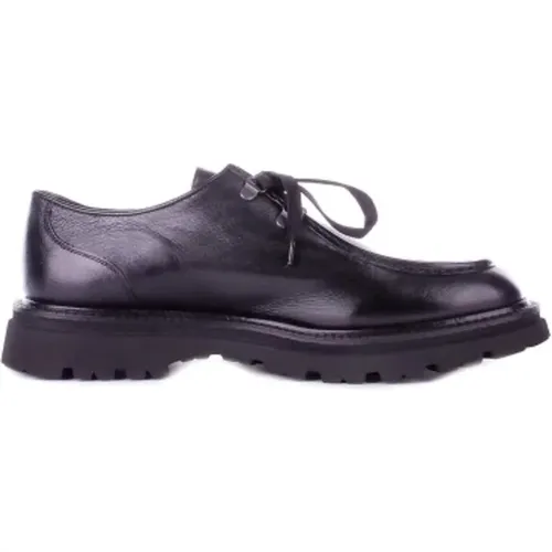 Schwarze Leder Derby Flache Schuhe - Corvari - Modalova