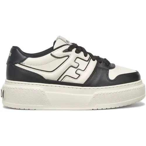 Leather Sneakers with FF Appliqué , female, Sizes: 3 UK - Fendi - Modalova