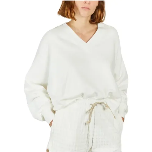 Weißer V-Ausschnitt Cropped Sweater , Damen, Größe: S - Bellerose - Modalova