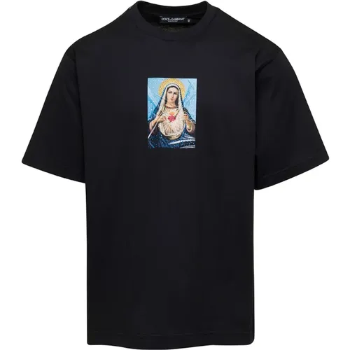 Schwarze Madonna T-Shirts und Polos , Herren, Größe: M - Dolce & Gabbana - Modalova