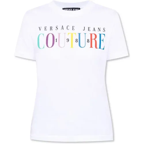 Multicolor Logo T-shirt for Women - S , female, Sizes: S - Versace Jeans Couture - Modalova