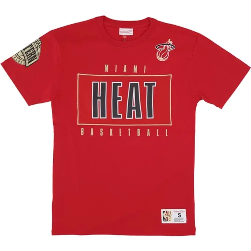 Miami Heat Vintage Logo Tee , male, Sizes: XL, M, S, L - Mitchell & Ness - Modalova