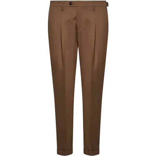 Slim-fit cognac wool trousers with adjusters , male, Sizes: W32, W38, W34, W40, W36 - Michael Coal - Modalova