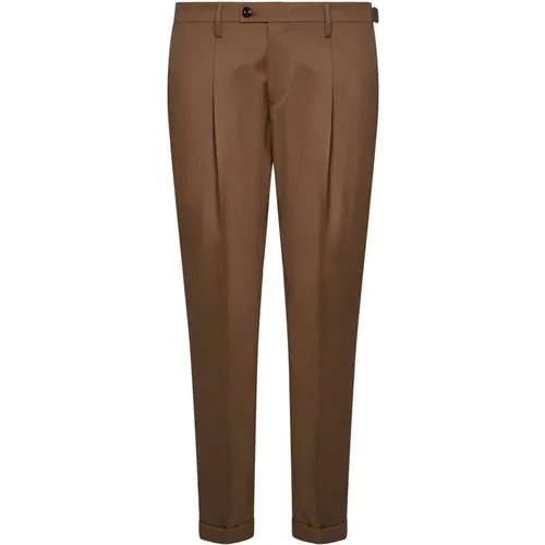 Slim-fit cognac wool trousers with adjusters , male, Sizes: W33, W32, W31, W30, W34, W36 - Michael Coal - Modalova