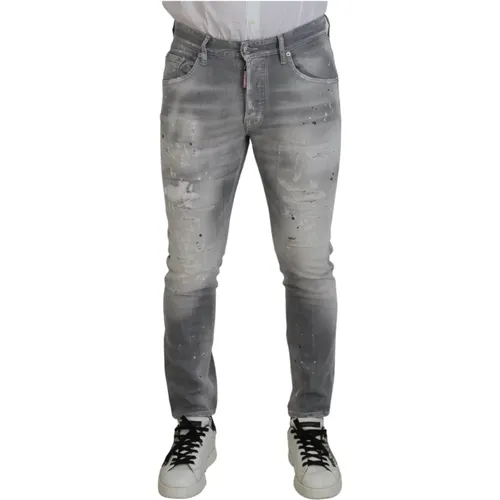 Graue Slim Fit Denim Jeans - Dsquared2 - Modalova