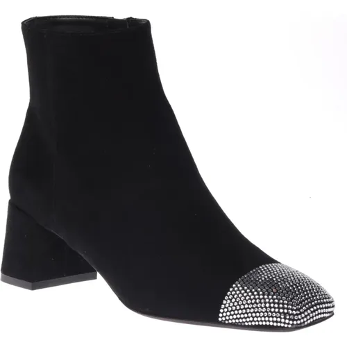 Ankle boots in suede with rhinestones , female, Sizes: 5 UK, 3 UK, 6 UK, 5 1/2 UK, 6 1/2 UK - Baldinini - Modalova