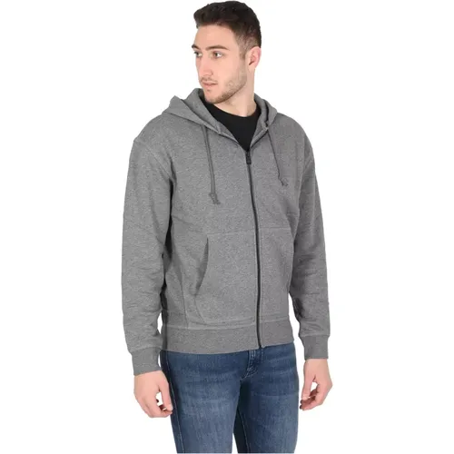 Cotton blend grey sweatshirt , male, Sizes: XL, S, M, 2XL, L - Hugo Boss - Modalova