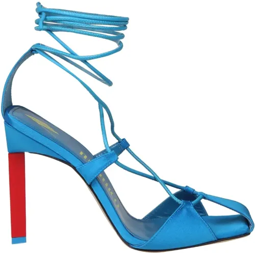 Turquoise Satin High Heel Sandals , female, Sizes: 3 UK - The Attico - Modalova