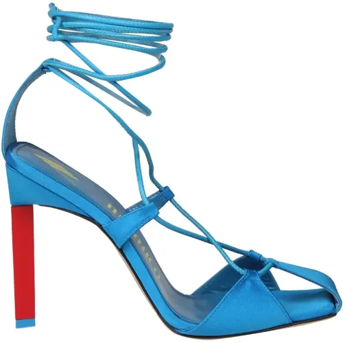 Turquoise Satin High Heel Sandals , female, Sizes: 5 UK - The Attico - Modalova