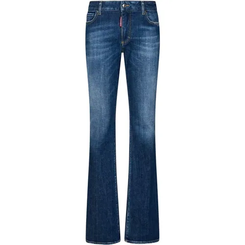 Blaue Flared Jeans mit Logo-Patch - Dsquared2 - Modalova