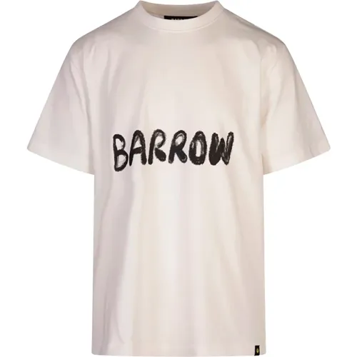 Graffiti Print Weißes T-Shirt , Herren, Größe: L - BARROW - Modalova