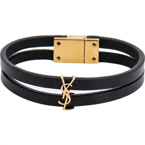 Elegantes Schwarzes Lederarmband - Aw23 , Damen, Größe: M - Saint Laurent - Modalova