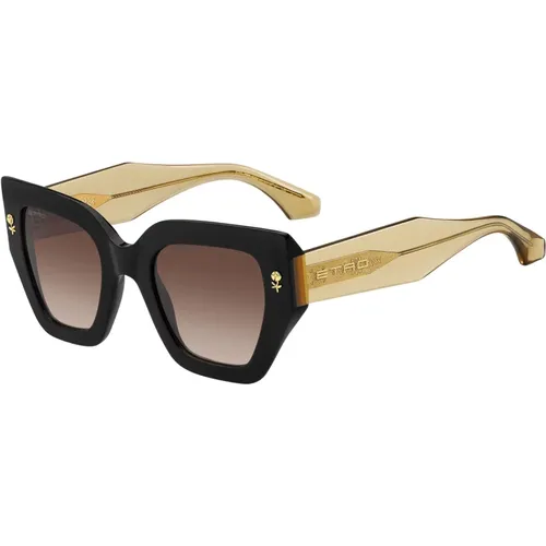 Schwarze/braune Sonnenbrille , Damen, Größe: 50 MM - ETRO - Modalova