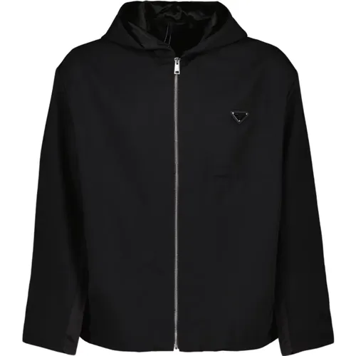 Gabardine Hooded Jacket , male, Sizes: M, L - Prada - Modalova