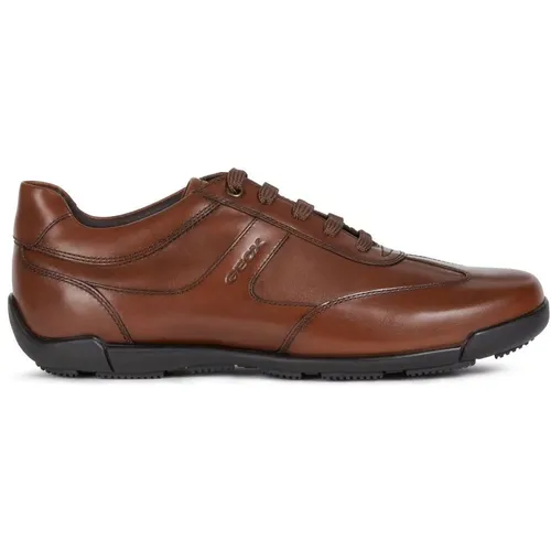 Cognac Laced Shoes for Men , male, Sizes: 7 UK - Geox - Modalova