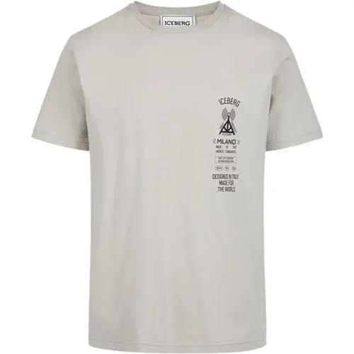 Graues T-Shirt mit Logo-Print , Herren, Größe: M - Iceberg - Modalova