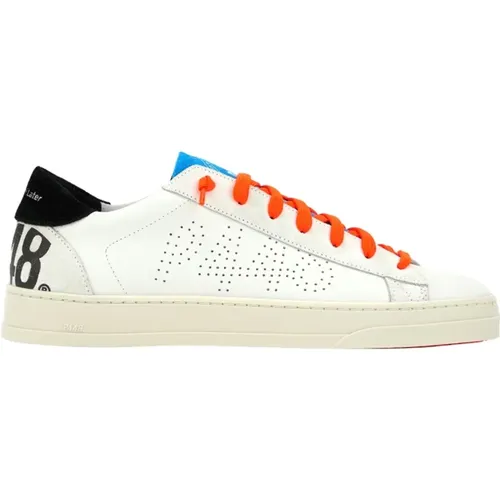 White Sneakers with Orange Details , male, Sizes: 9 UK, 7 UK, 11 UK, 8 UK - P448 - Modalova
