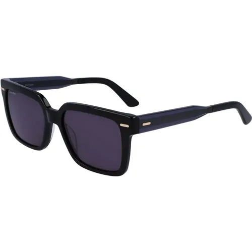 Schwarze/Blaue Sonnenbrille , Herren, Größe: 55 MM - Calvin Klein - Modalova