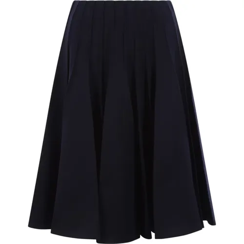 Navy Pleated Midi Skirt , female, Sizes: XS - Bottega Veneta - Modalova