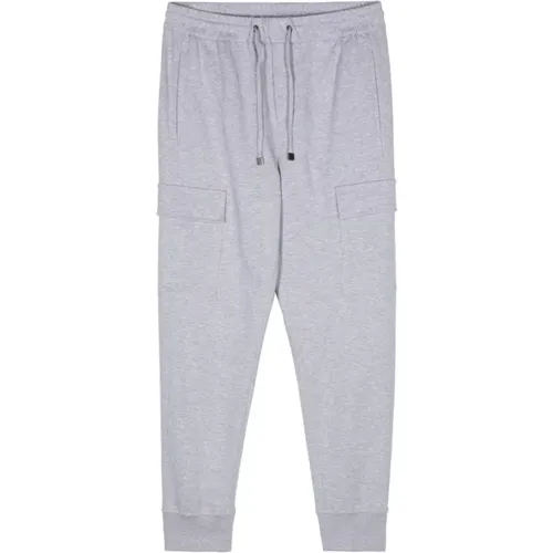 Graue Mélange Track Pants mit Cargo-Taschen , Herren, Größe: XL - PESERICO - Modalova