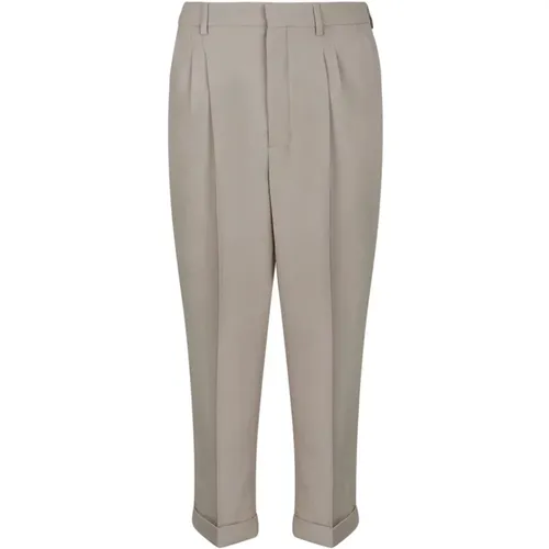 Taupe Carrot Fit Trousers with Pleats , male, Sizes: W38 - Ami Paris - Modalova