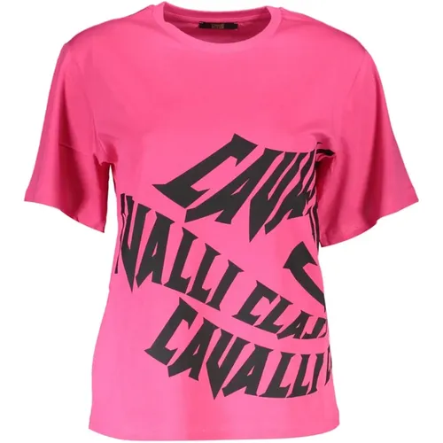 Stylisches Logo Print T-Shirt , Damen, Größe: M - Cavalli Class - Modalova