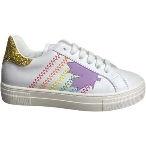 Leder Sneaker mit Glitzerdetail - Dsquared2 - Modalova