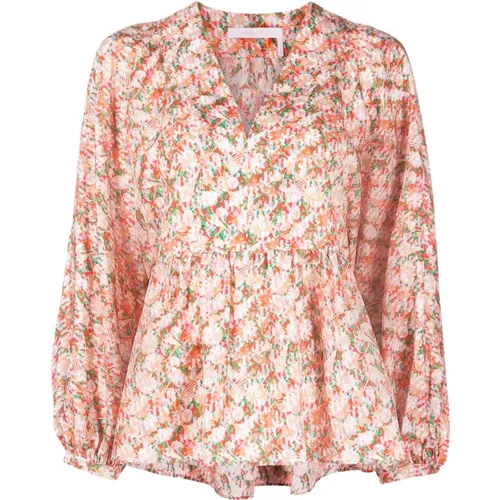 Silk Blouse with All-Over Print , female, Sizes: M, L - See by Chloé - Modalova