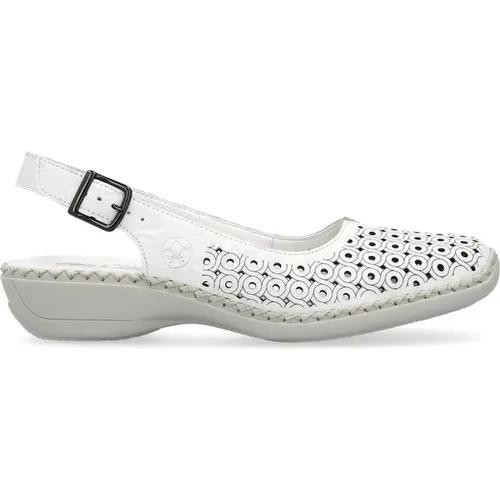 Weiße flache Sandalen für Frauen , Damen, Größe: 39 EU - Rieker - Modalova