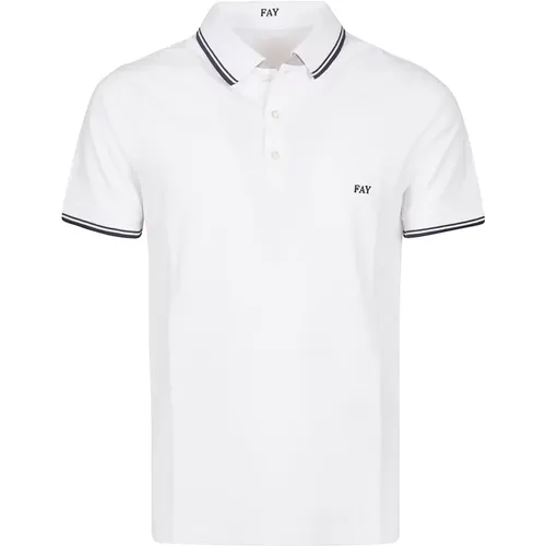 Double Collar Polo Shirt Bianco , male, Sizes: XL, M, 2XL, L - Fay - Modalova