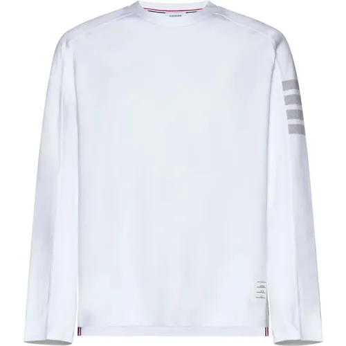 Weißes Gestreiftes Langarm T-Shirt , Herren, Größe: M - Thom Browne - Modalova