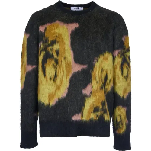 Schwarzer Pullover mit Jacquardmuster - MSGM - Modalova