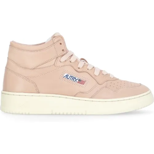 Rosa Leder Sneakers , Damen, Größe: 37 EU - Autry - Modalova