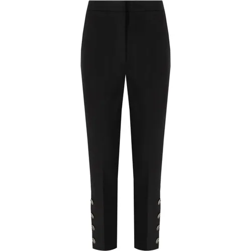 Schwarze Cropped Hose mit Logo-Knöpfen , Damen, Größe: S - Twinset - Modalova