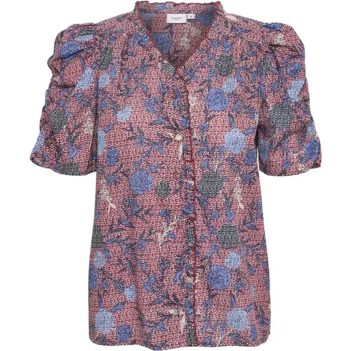 Ruffle Shirt with Botanical Print , female, Sizes: XL - Saint Tropez - Modalova