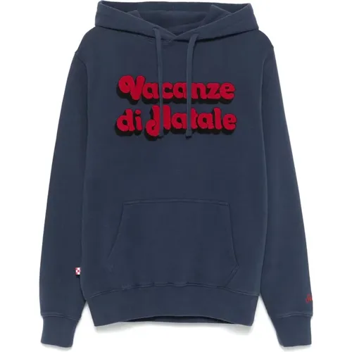 Blaue Kapuzenpullover mit Slogan-Patch , Herren, Größe: M - MC2 Saint Barth - Modalova