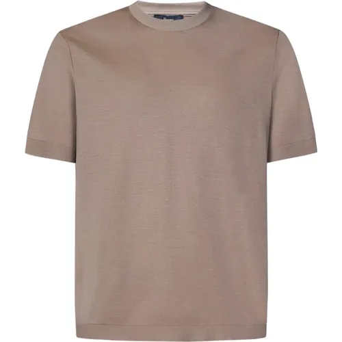 Dove Grey T-Shirt with Ribbed Trims , male, Sizes: 2XL - Herno - Modalova