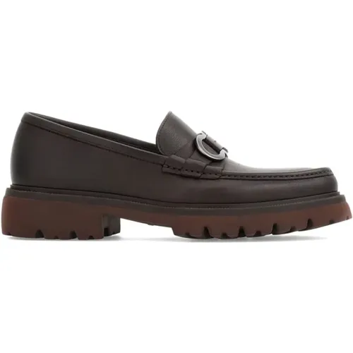 Brauner Leder Loafer Schuh , Herren, Größe: 39 EU - Salvatore Ferragamo - Modalova