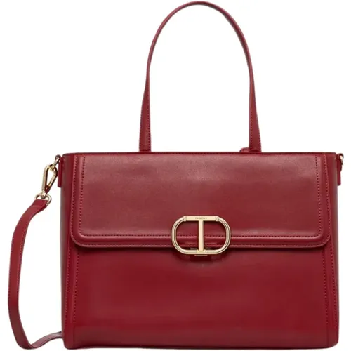 Rote Leder Shopper Tasche 'Brera' , Damen, Größe: ONE Size - Twinset - Modalova