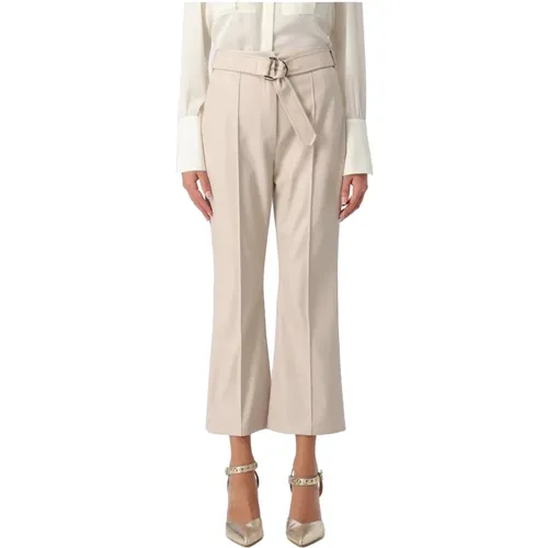 Cropped Eco-Lederhose Flare-Stil,Verstellbare Schnalle Flare Cropped Hose - Liu Jo - Modalova