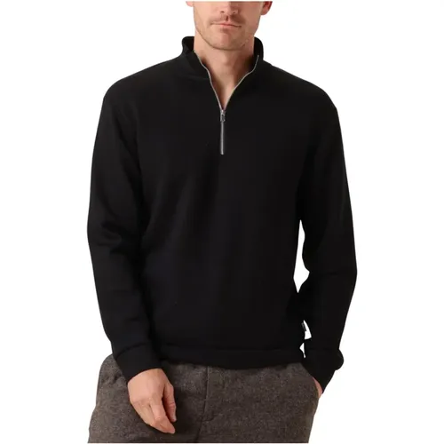 Schwarzer Sweatshirt mit hohem Reißverschlusskragen - Selected Homme - Modalova