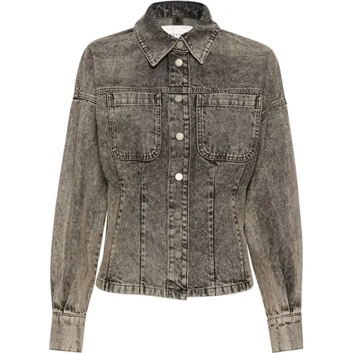 Denim Jacket Grey Brown Washed , female, Sizes: M, S, 2XL, L, XL, XS - Gestuz - Modalova